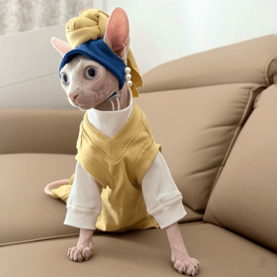 Thoughtful sphynx cat gazing at starry Christmas night